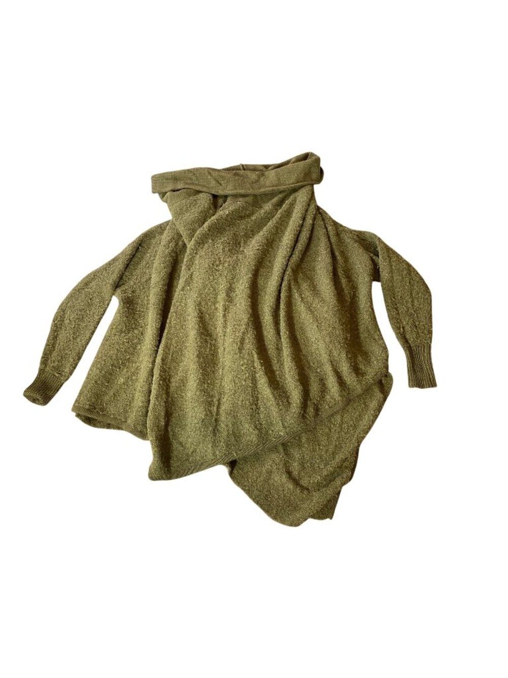 Nicholas K Olive Green Asymmetrical Wool Blend Sweater With Cowl Neck Size XL
